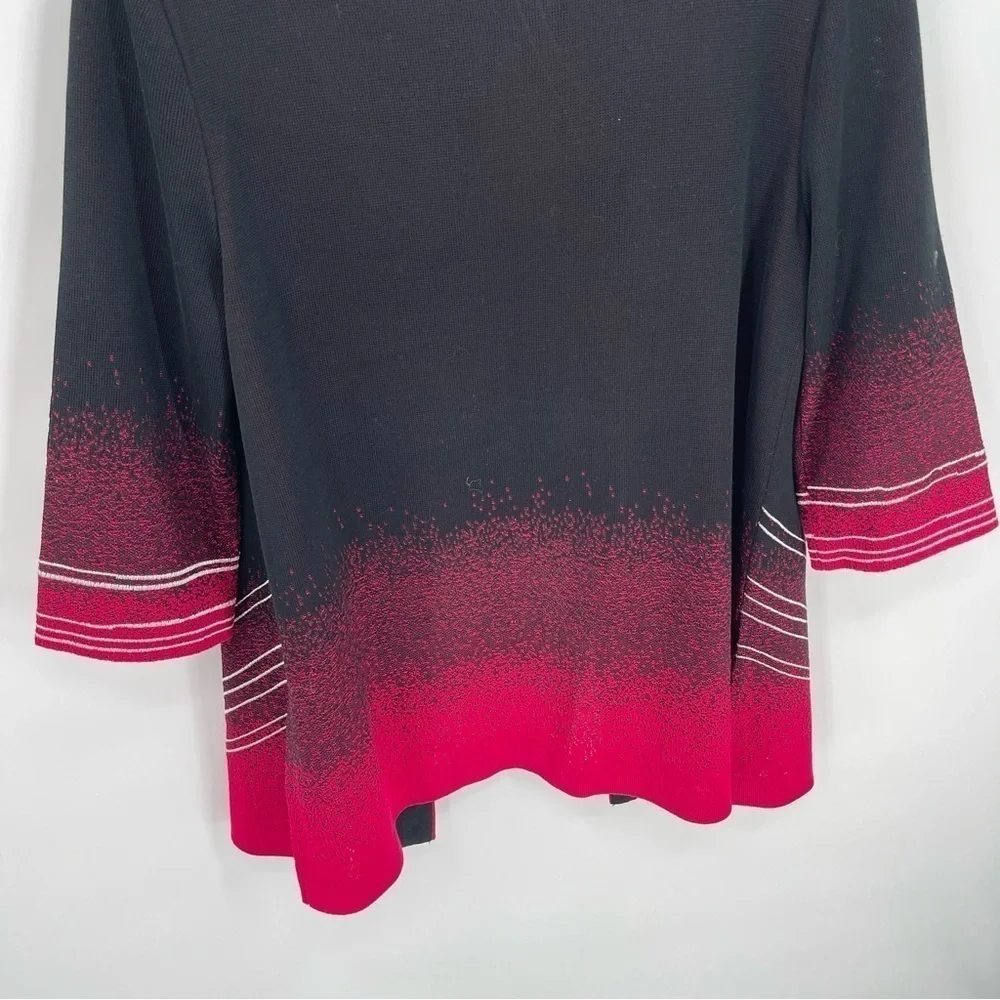 Ming Wang Womens size Small Open Cardigan Jacket Black Red white 3/4 sleeves - Picture 8 of 9